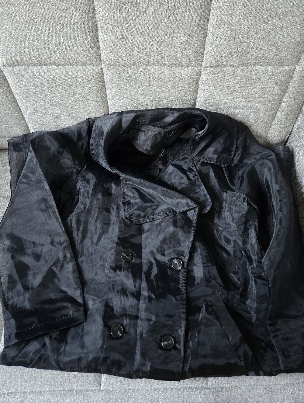 JLUXLABEL | Black Cornwell Sheer Coat Organza Jacket Size M - Picture 13 of 14